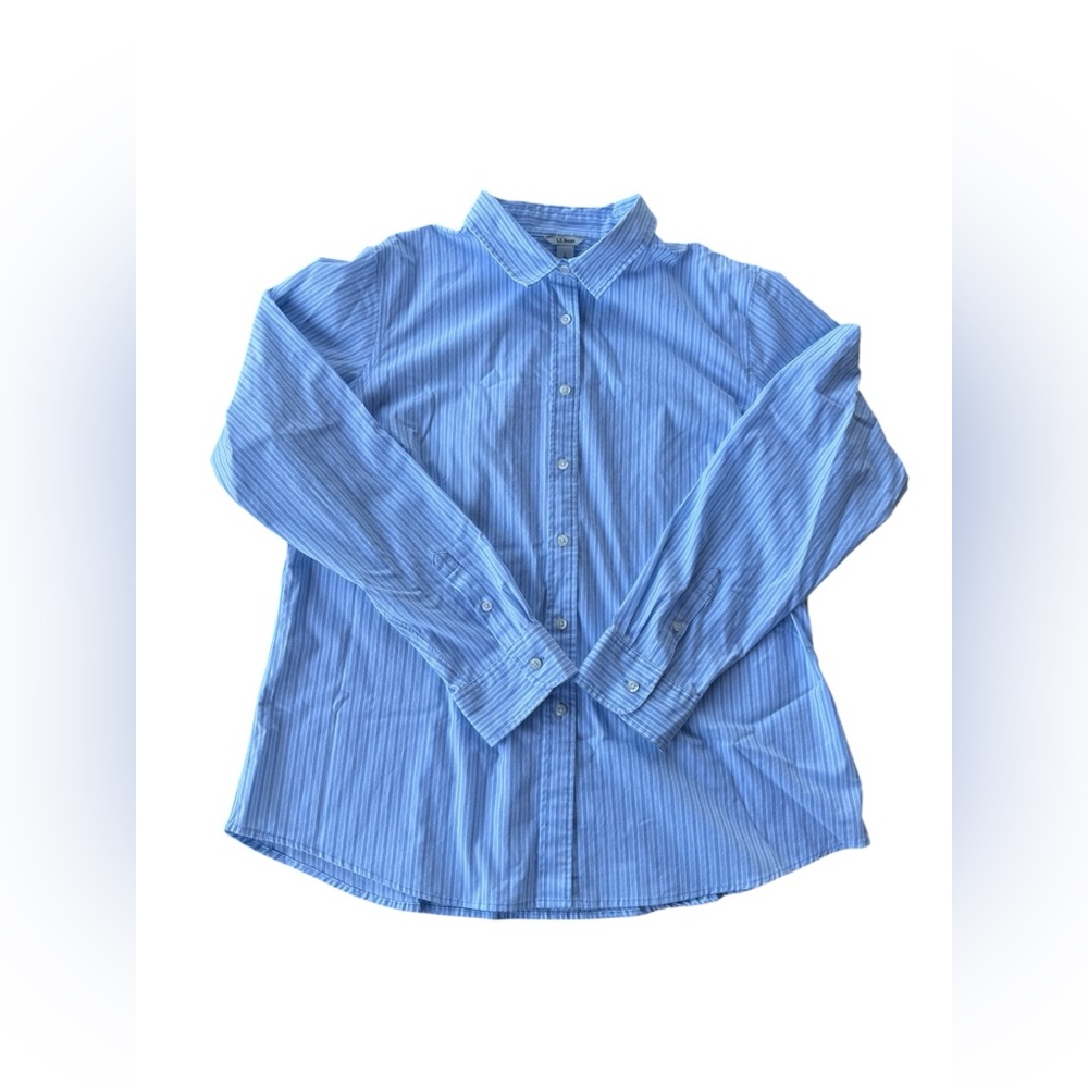 L.L. Bean Blue Striped Button Down Shirt